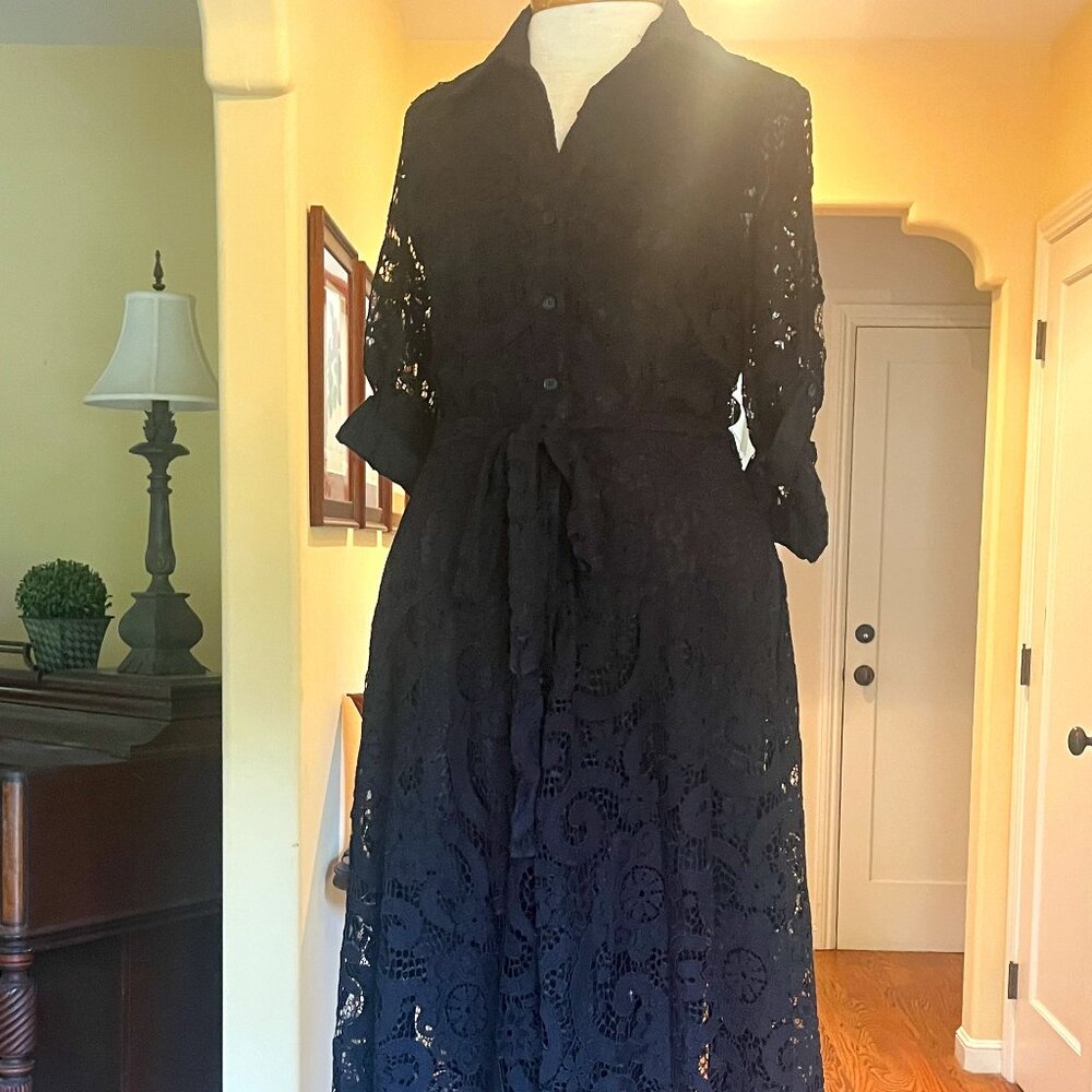 Nanette Lepore Black Lace Midi Dress